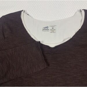 VTG Horny Toad Toad&Co Layered Long Sleeve Shirt Womens Small Brown White Cotton